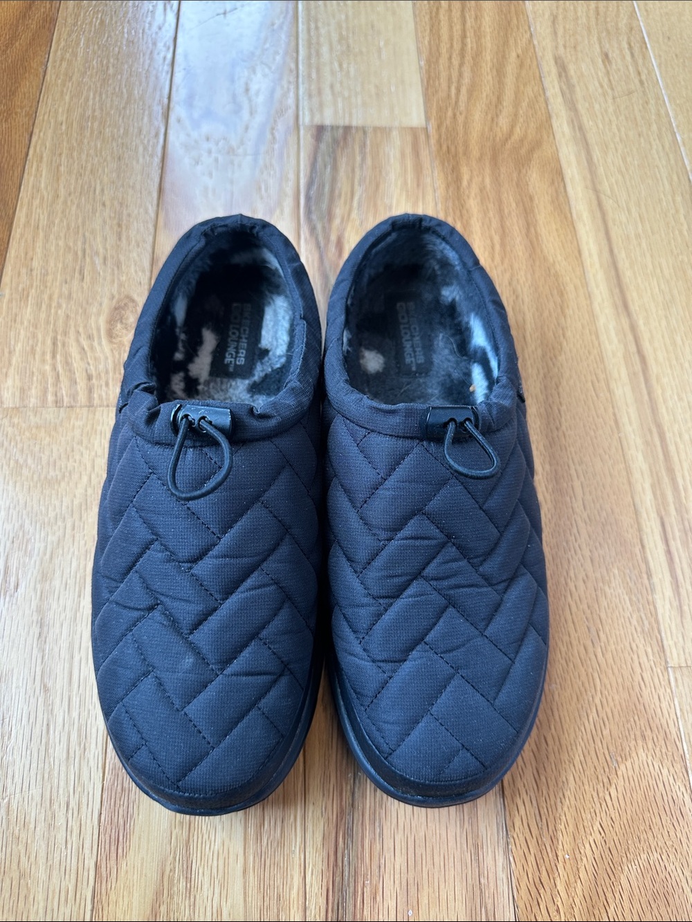 Skechers Black Quilted Slip-On Cozy Loafers